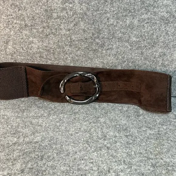 Vintage Women’s Belt Size 12 Wide Dark Brown Suede Elastic Jessica Howard - Picture 1 of 12